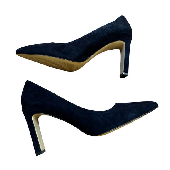 Nine West Joeysgirl black suede high heel pumps block heel shoes US size 9.5M - Picture 2 of 11